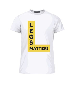 White Legs Matter Tees with a black and yellow logo
