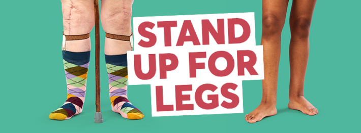Stand up for legs graphic with two legs
