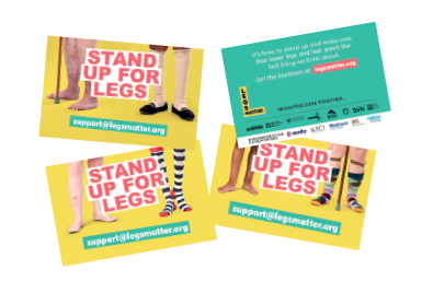 Set of three Legs Matter business cards