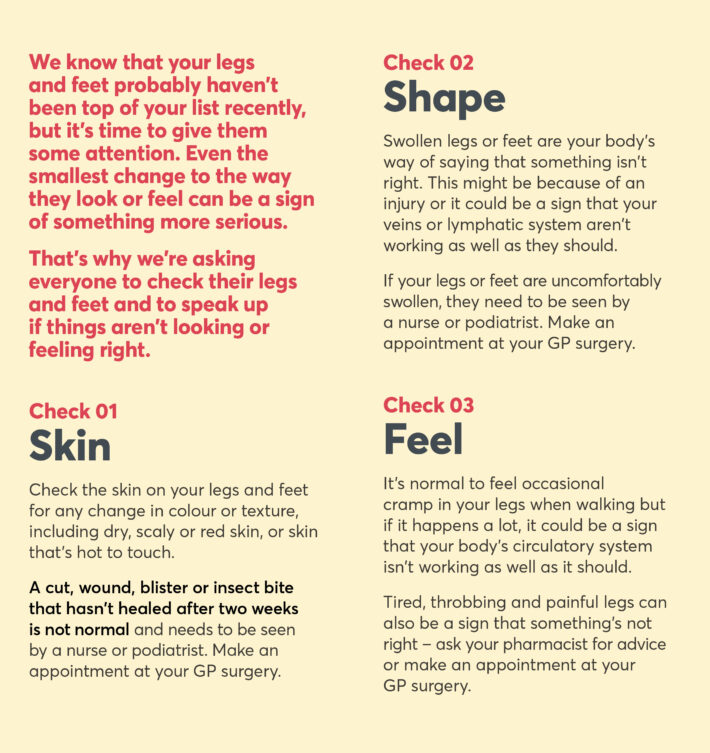 Legs Matter 3 point leg check leaflet spread