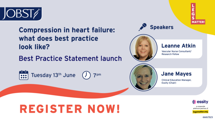 Webinar graphic Compression in heart failure: what does best practice look like?