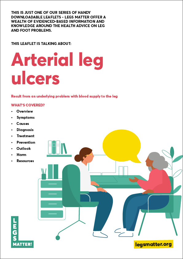 Arterial leg ulcers downloadable leaflet front cover